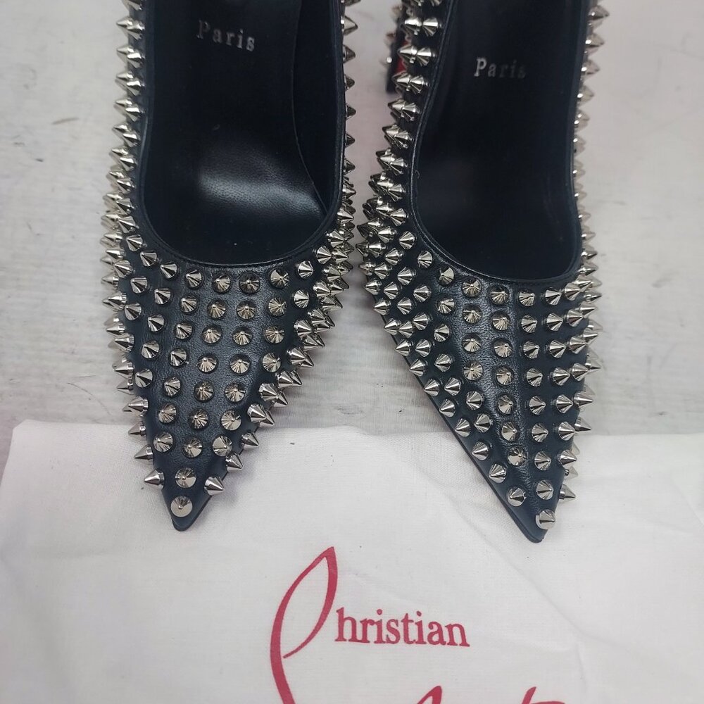 Christian Louboutin Black Condora Leather Spike Stud Pump - Picture 8 of 10
